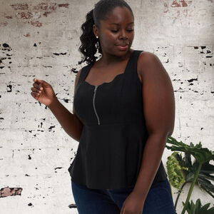 Torrid Black zip up Bengaline corset style peplum sleeveless Top Size 4 X